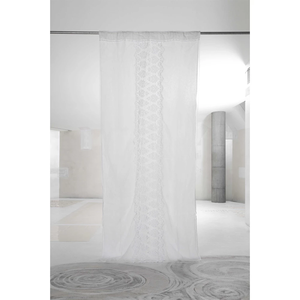 Retro Lichtgewicht Linnen Gordijn Met Organza En Italiaanse Luxe Borduursels - Marinella 2 Retro Lichtgewicht Linnen Gordijn Met Organza En Italiaanse Luxe Borduursels - Marinella - Afbeelding 2