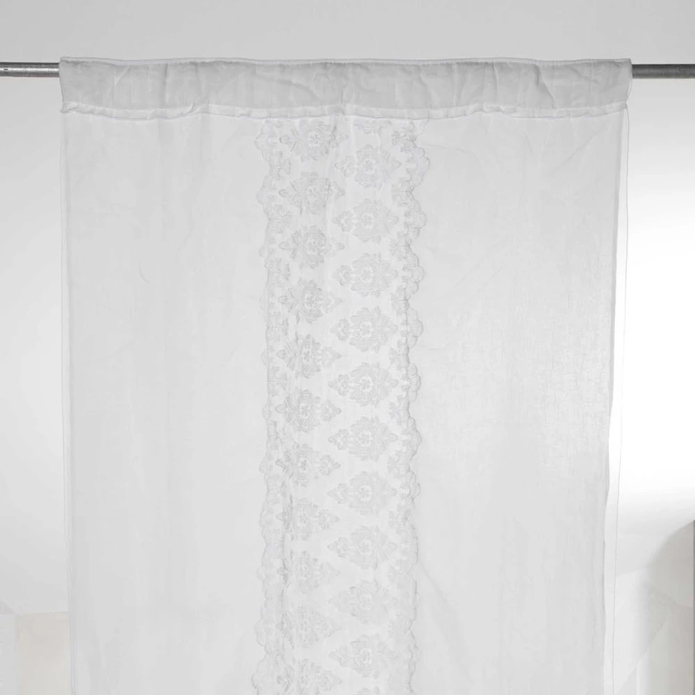 Retro Lichtgewicht Linnen Gordijn Met Organza En Italiaanse Luxe Borduursels - Marinella 3 Retro Lichtgewicht Linnen Gordijn Met Organza En Italiaanse Luxe Borduursels - Marinella - Afbeelding 3