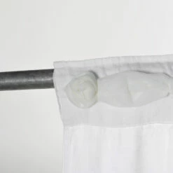 Wit Linnen Gordijn Met Organza En Borduurwerk, Ontwerp Made In Italy - Marpessa -Slide Shop tenda in lino bianco con organza e ricamo design shabby made in italy marpessa 3