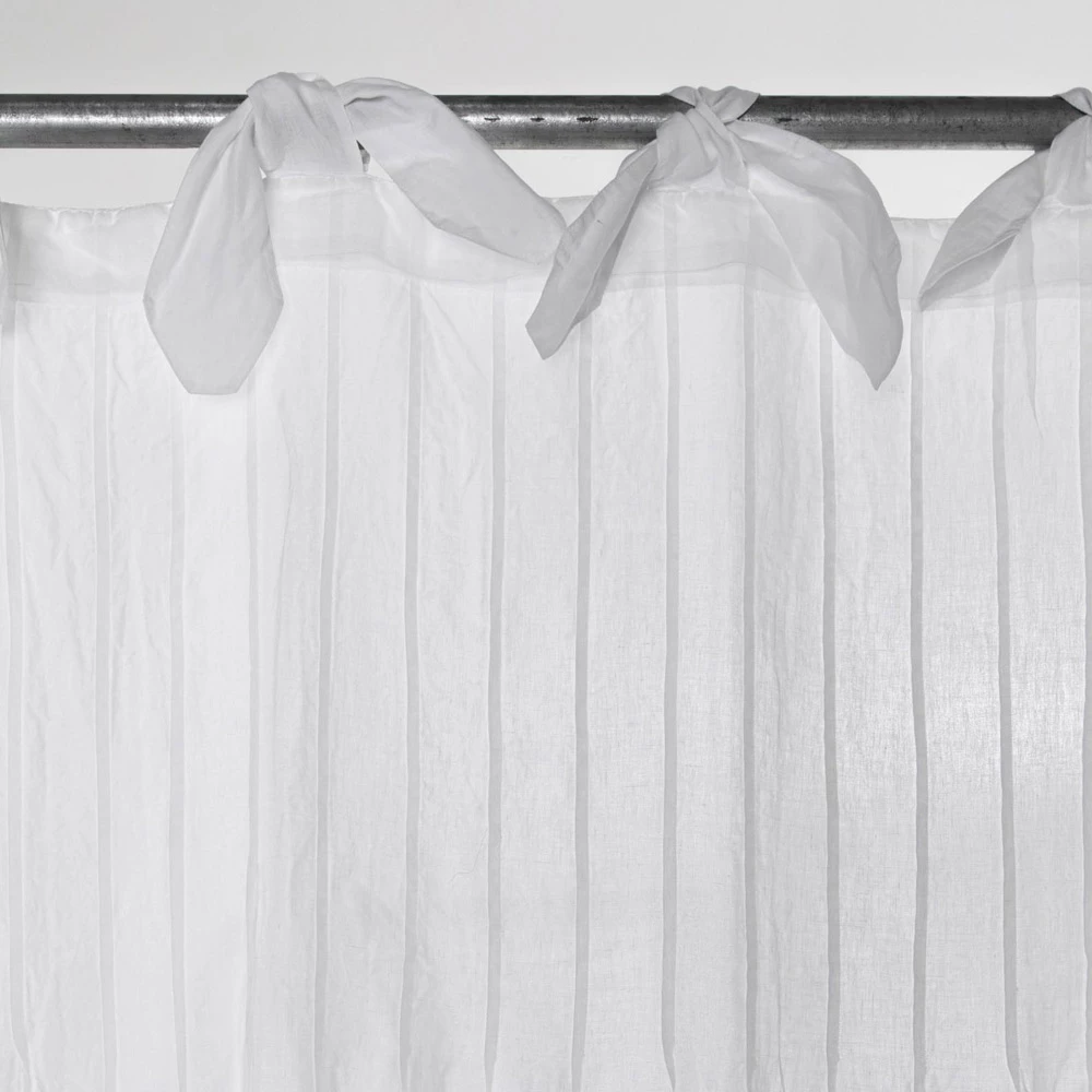 Gordijn Van Wit Geribbeld Linnen En Organza, Luxe Italiaans Design - Karnak 2 Gordijn Van Wit Geribbeld Linnen En Organza, Luxe Italiaans Design - Karnak - Afbeelding 2