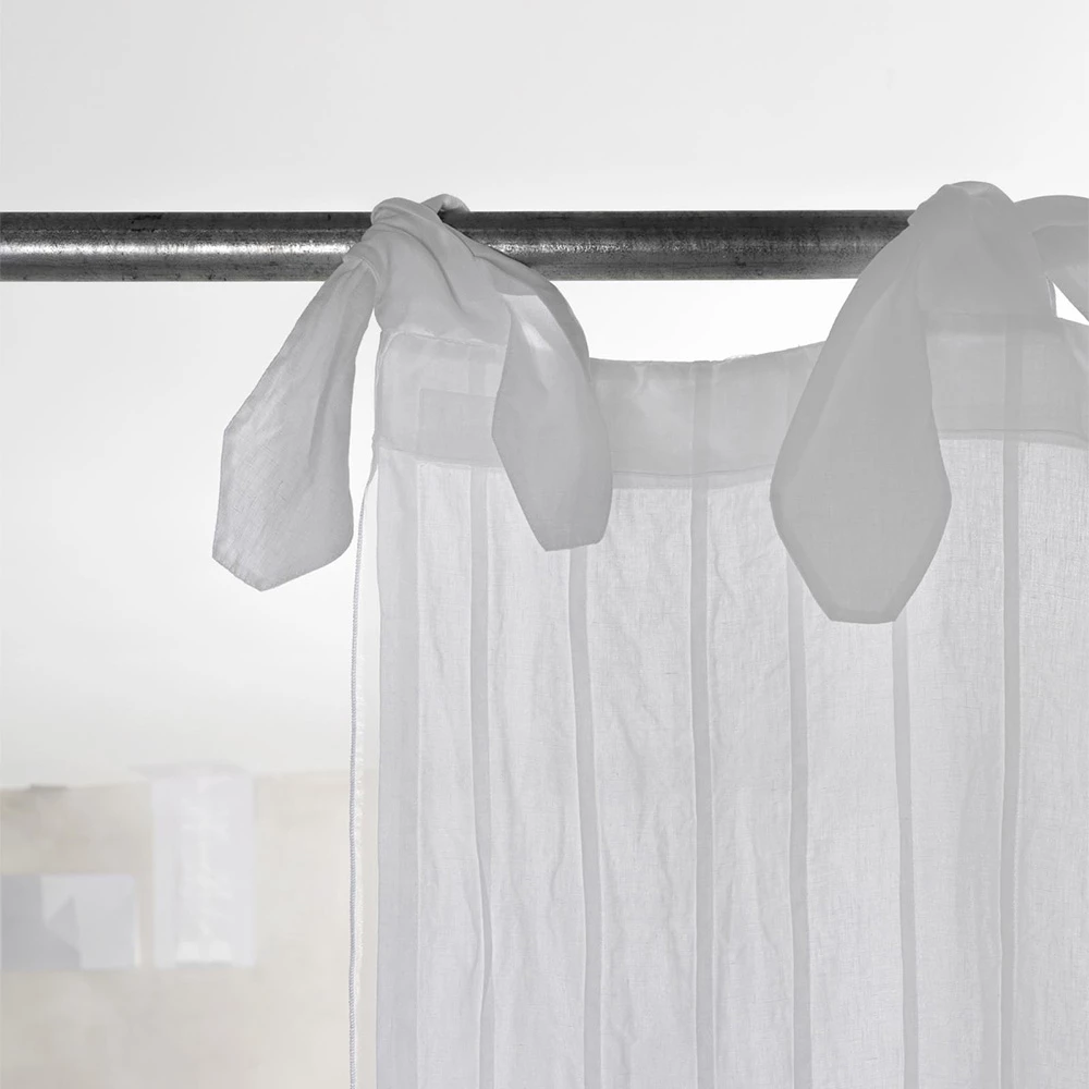 Gordijn Van Wit Geribbeld Linnen En Organza, Luxe Italiaans Design - Karnak 3 Gordijn Van Wit Geribbeld Linnen En Organza, Luxe Italiaans Design - Karnak - Afbeelding 3