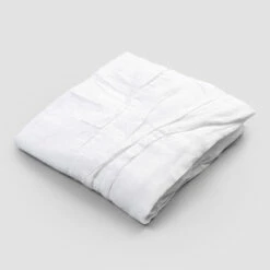 Wit Linnen Tafelkleed Met Italiaanse Luxe Geplooid Motiefrand - Tippel