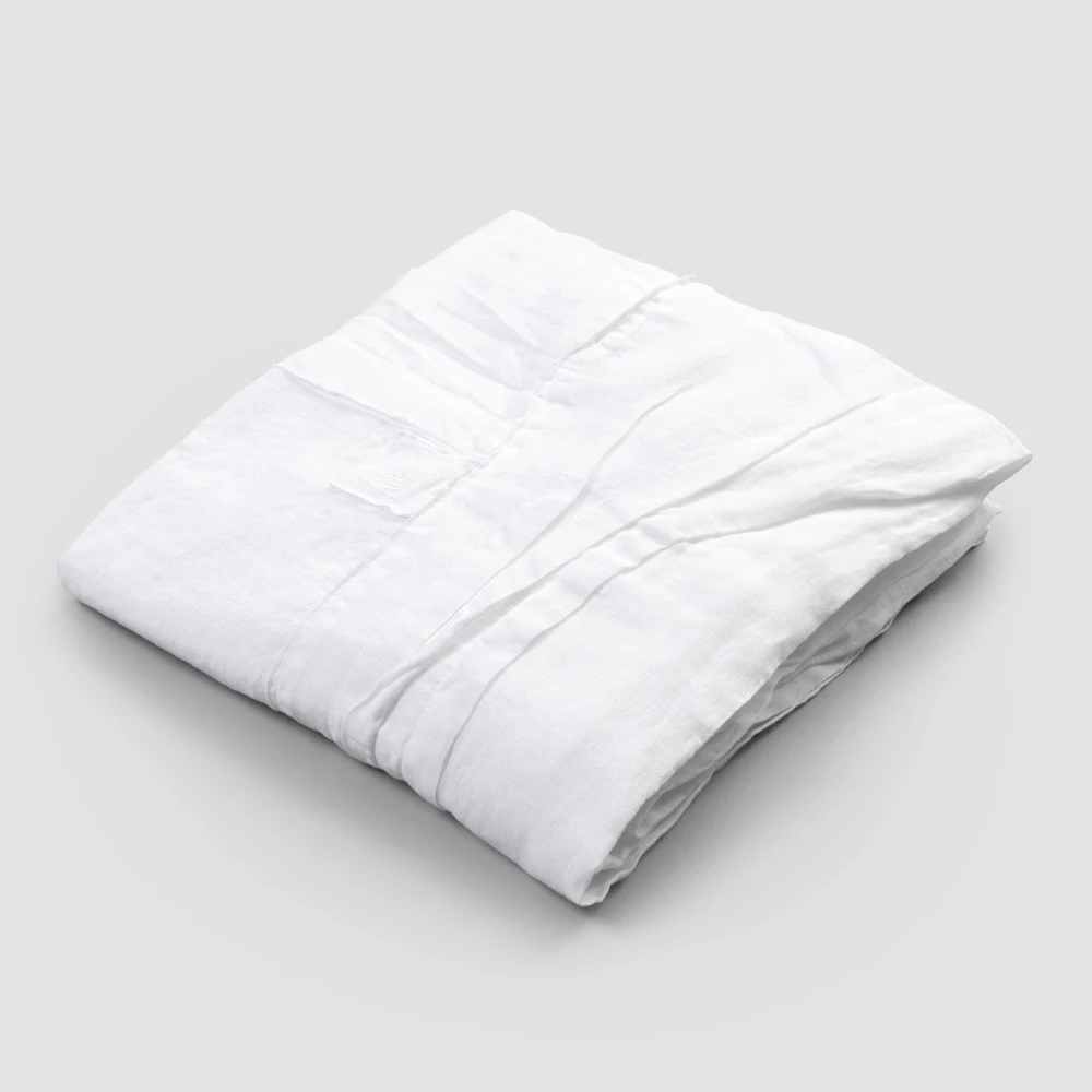 Wit Linnen Tafelkleed Met Italiaanse Luxe Geplooid Motiefrand - Tippel 1 Wit Linnen Tafelkleed Met Italiaanse Luxe Geplooid Motiefrand - Tippel