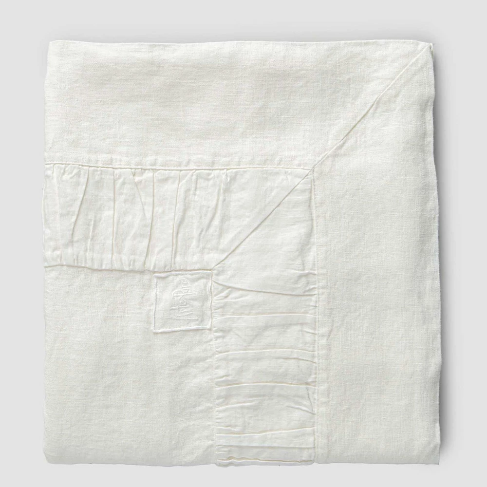 Vierkant Tafelkleed In Wit Linnen, Frame En Randvouw Met Reliëf - Mippel 2 Vierkant Tafelkleed In Wit Linnen, Frame En Randvouw Met Reliëf - Mippel - Afbeelding 2