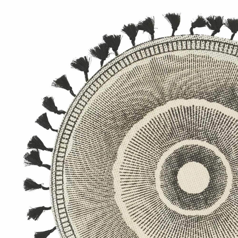 Ronde Ontbijtplacemat In Jute Met Zwarte Franjes 12 Stuks - Casside 2 Ronde Ontbijtplacemat In Jute Met Zwarte Franjes 12 Stuks - Casside - Afbeelding 2