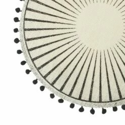 Ronde Ontbijtplacemat In Jute Met Zwarte Pompons 12 Stuks - Casside -Slide Shop tovaglietta colazione tonda in juta con pon pon neri 12 pezzi casside 2