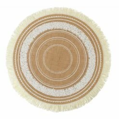 Ronde Ontbijtplacemat In Jute En 3 Witte Decoraties 12 Stuks - Cassiode -Slide Shop tovaglietta colazione tonda in juta e 3 decori bianchi 12 pz cassiode 3