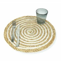 Ronde Ontbijtplacemat In Raffia Diverse Afwerkingen 12 Stuks - Turbine