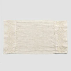 Amerikaanse Ontbijtplacemats In Linnen Met Arabesque Borduursel 2-delig - Bipellino