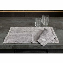 American Breakfast Placemats In Grijs Linnen Met Kristallen 2 Stuks - Macanno -Slide Shop tovagliette americane colazione in lino grigio con cristalli 2 pezzi macanno 4