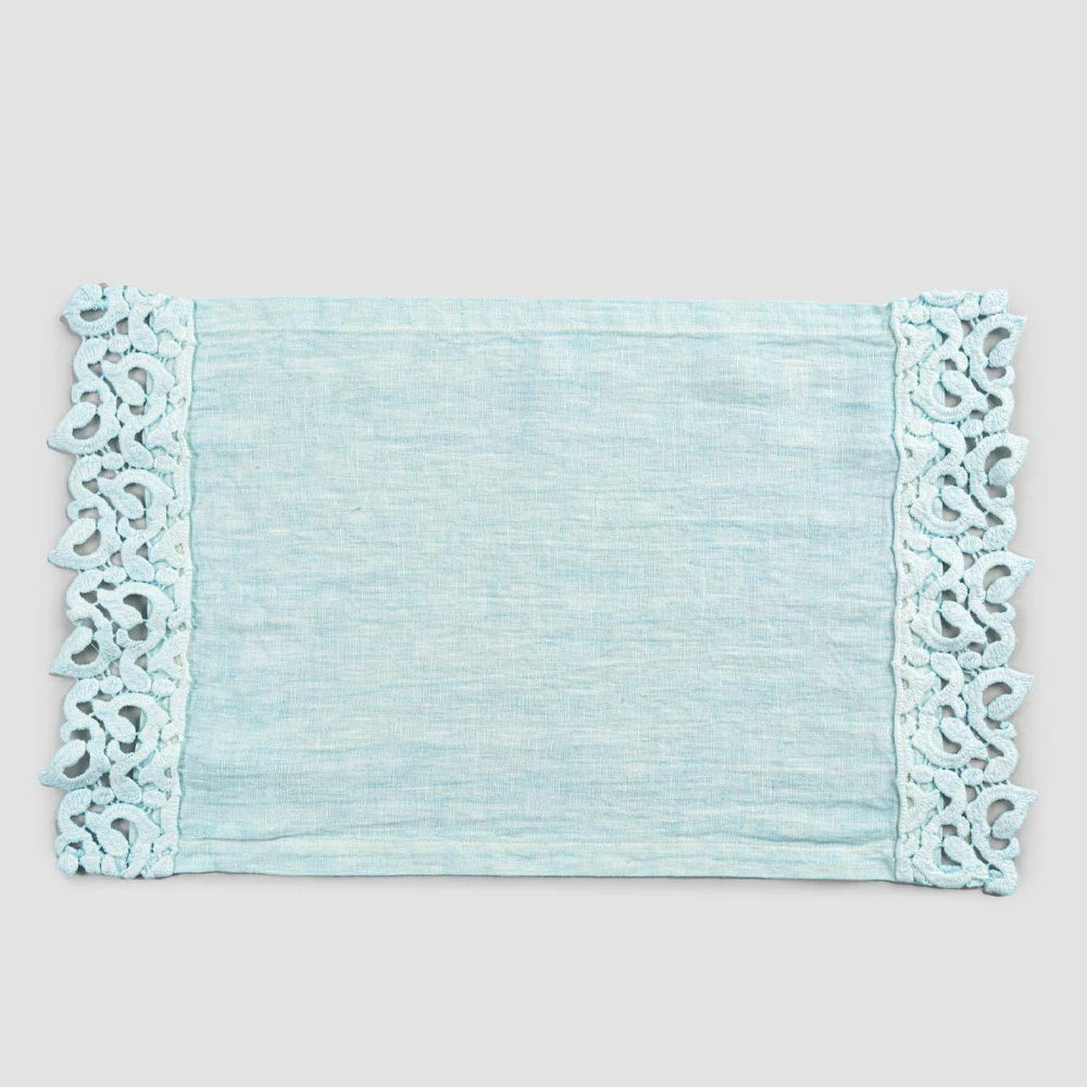 Amerikaanse Placemats In Linnen Met Poema-kant, 3 Kleuren 2-delig - Leonardino 1 Amerikaanse Placemats In Linnen Met Poema-kant, 3 Kleuren 2-delig - Leonardino