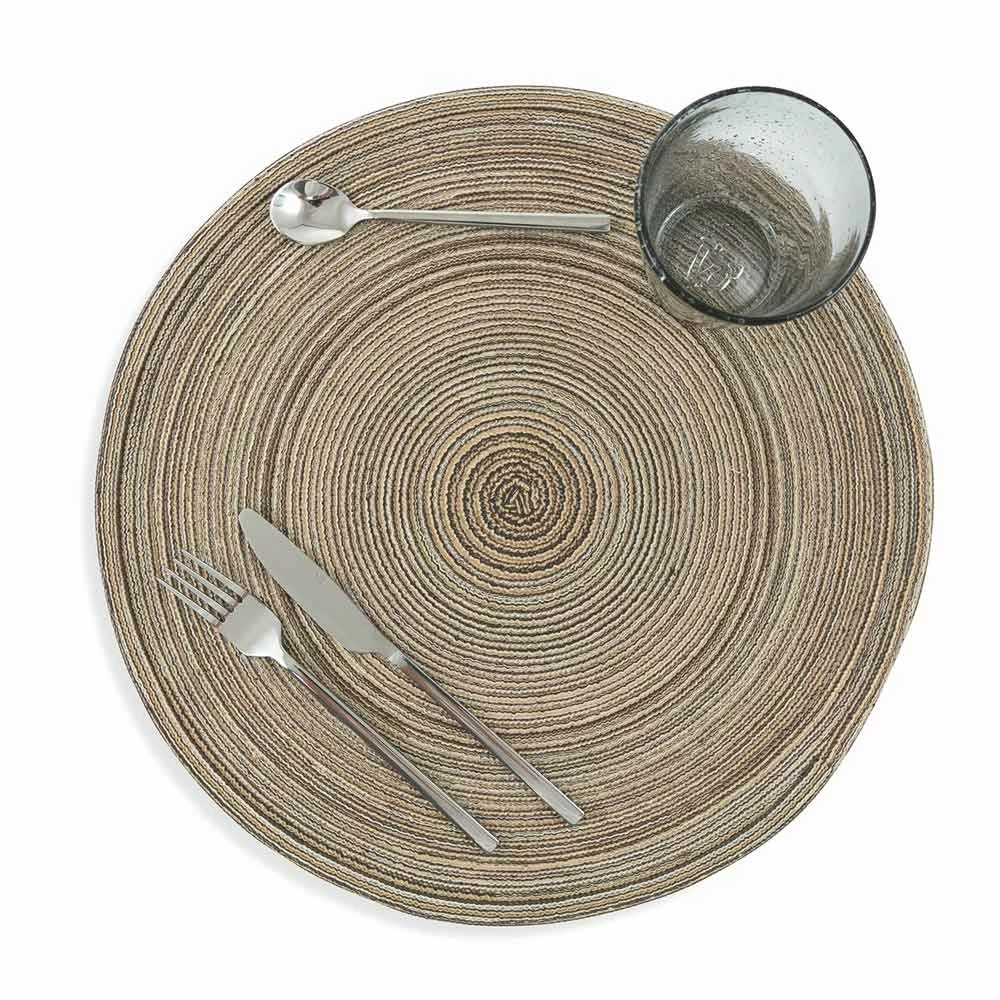 Ronde Amerikaanse Placemats In Wit Of Bruin Polyester 12 Stuks - Zanette 4 Ronde Amerikaanse Placemats In Wit Of Bruin Polyester 12 Stuks - Zanette - Afbeelding 4