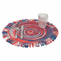 Amerikaanse Ronde Gekleurde Polyester Placemats Met Franjes 12 Stuks - Aries -Slide Shop tovagliette americane tonde poliestere colorato con frange 12 pz ariest 7