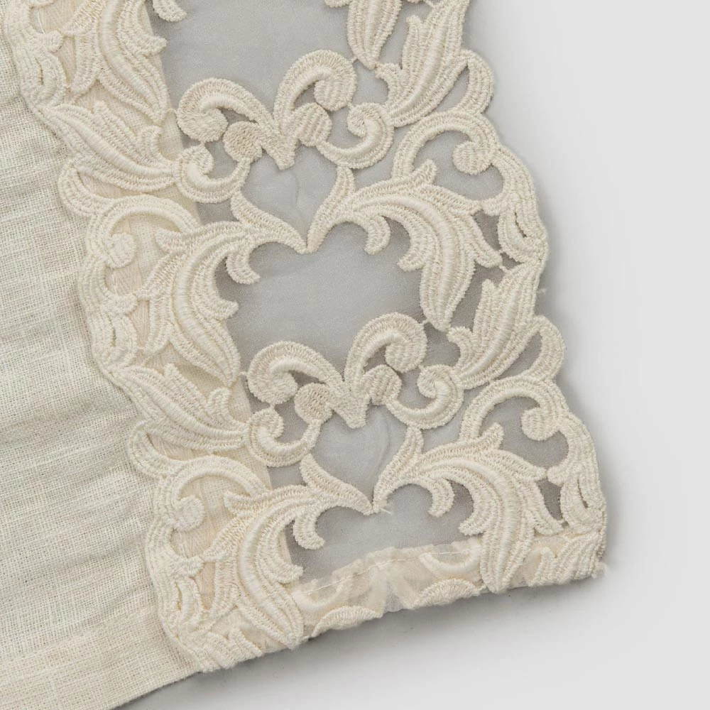 Placemats Met Amerikaans Ontbijt In Linnen Met Kant, 2-delig Design - Kippelino 2 Placemats Met Amerikaans Ontbijt In Linnen Met Kant, 2-delig Design - Kippelino - Afbeelding 2