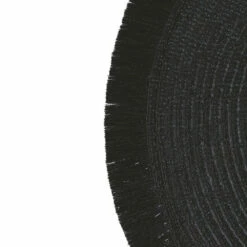 Ronde Ontbijtplacemats In Zwart Polyester Met Franjes 12 Stuks - Saretta -Slide Shop tovagliette colazione tonde in poliestere nero con frange 12 pz saretta 2