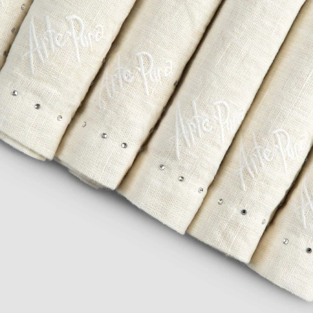 Linnen Servetten Met Zwarte Of Boterkristallen, 6 Stuks Italiaanse Luxe - Kostbaar 2 Linnen Servetten Met Zwarte Of Boterkristallen, 6 Stuks Italiaanse Luxe - Kostbaar - Afbeelding 2