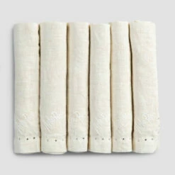 Linnen Servetten Met Zwarte Of Boterkristallen, 6 Stuks Italiaanse Luxe - Kostbaar