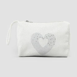 Make-uptasje Voor Dames Van Piquet Met Hartdecoratie Met Luxe Strass-steentjes - Sullivan -Slide Shop trousse donna trucchi in piquet con decoro a cuore con strass lusso sullivan 5