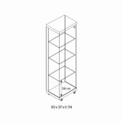 Wandvitrine In Glas En Wit Hout, Wielen En Verlichte Planken - Armilla -Slide Shop vetrina a parete in vetro e legno bianco ruote e ripiani illuminati armilla 1