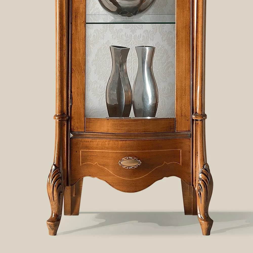 Klassieke Vitrine Met Witte Of Notenhouten Deur Made In Italy - Caligola 4 Klassieke Vitrine Met Witte Of Notenhouten Deur Made In Italy - Caligola - Afbeelding 4