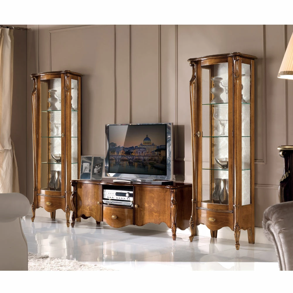 Klassieke Vitrine Met Witte Of Notenhouten Deur Made In Italy - Caligola 7 Klassieke Vitrine Met Witte Of Notenhouten Deur Made In Italy - Caligola - Afbeelding 7