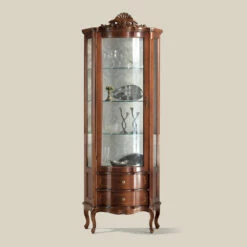 Woonkamer Vitrinekast 1 Deur En 2 Houten Lades Made In Italy - Leonor