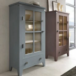 Woonkamervitrine In Massief Dennenhout, Volledig Gemaakt In Italië - Pascual