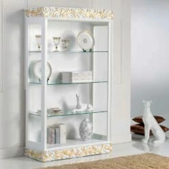 Showcases In Hout Design Met 3 Glazen Leggers Kush, Made In Italy