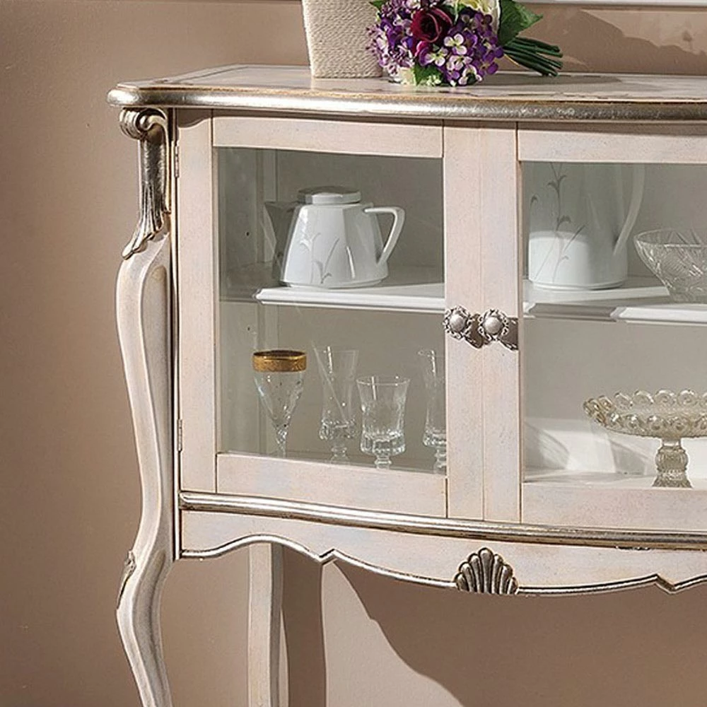 Woonkamervitrine 2 Deuren In Walnoot Of Wit Hout Gemaakt In Italië - Londen 2 Woonkamervitrine 2 Deuren In Walnoot Of Wit Hout Gemaakt In Italië - Londen - Afbeelding 2