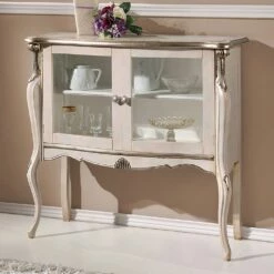 Woonkamervitrine 2 Deuren In Walnoot Of Wit Hout Gemaakt In Italië - Londen