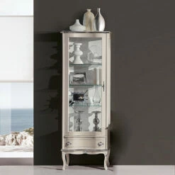 Woonkamer Vitrine Van Walnoot Of Wit Hout Met 1 Deur Made In Italy - Versaille