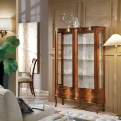 Klassieke Houten Vitrinekast Met Deuren En Laden Made In Italy - Versaille -Slide Shop vetrina stile classico legno con ante e cassetti made in italy versaille 3