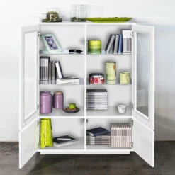 Vitrine In Melaminehout Met 2 Glazen Deuren Made In Italy - Ylenia -Slide Shop vetrinetta in legno nobilitato con 2 ante in vetro made in italy ylenia 1