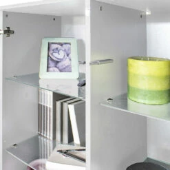 Vitrine In Melaminehout Met 2 Glazen Deuren Made In Italy - Ylenia -Slide Shop vetrinetta in legno nobilitato con 2 ante in vetro made in italy ylenia 2