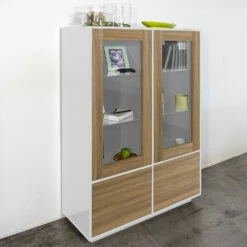 Vitrine In Melaminehout Met 2 Glazen Deuren Made In Italy - Ylenia -Slide Shop vetrinetta in legno nobilitato con 2 ante in vetro made in italy ylenia 3