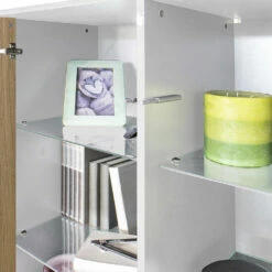 Vitrine In Melaminehout Met 2 Glazen Deuren Made In Italy - Ylenia -Slide Shop vetrinetta in legno nobilitato con 2 ante in vetro made in italy ylenia 5