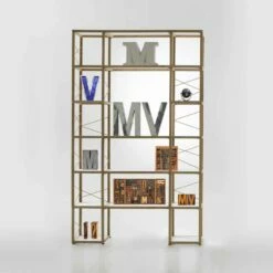 Modern Boekenkast Zia Babel I Castelli 10, Handwerk Gemaakt In Italië