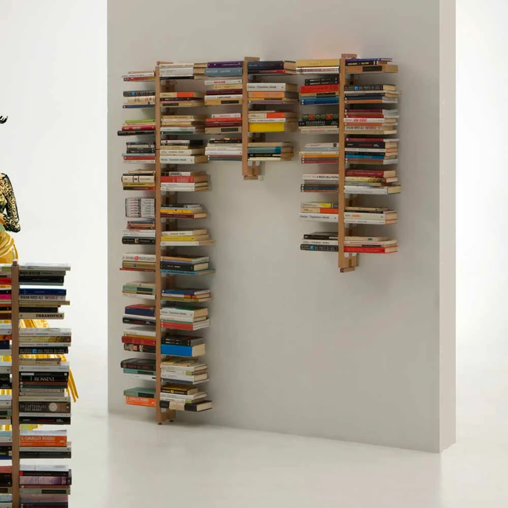 Muur Boekenkast Modern Design Tante Bice, Handgemaakt Product In Massief Hout 2 Muur Boekenkast Modern Design Tante Bice, Handgemaakt Product In Massief Hout - Afbeelding 2